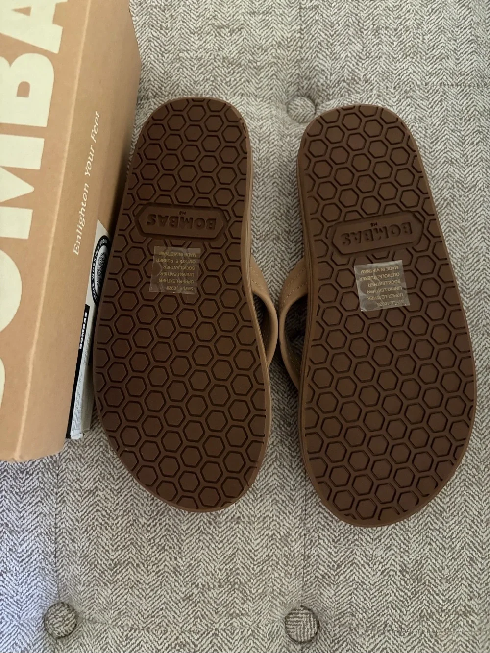 Bombas Men's Taupe Flip-Flop Sandals